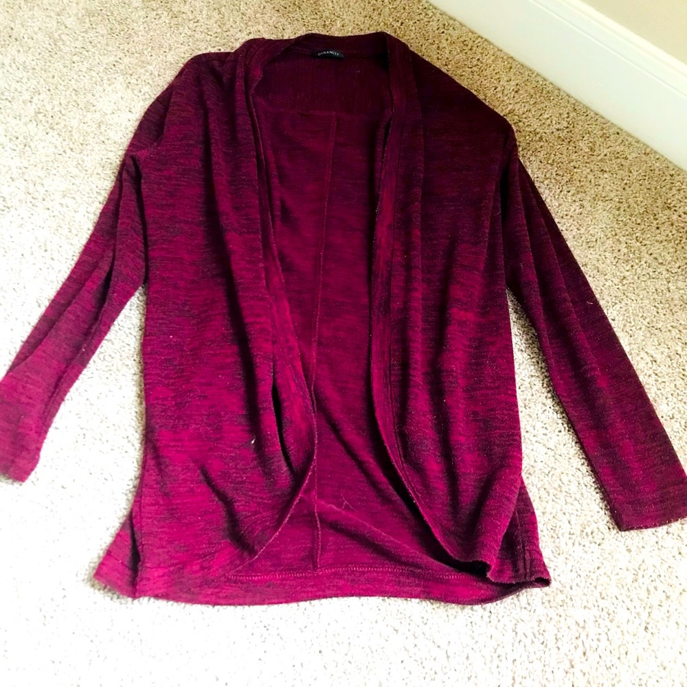 Dynamite Burgundy Heathered open front cardigan